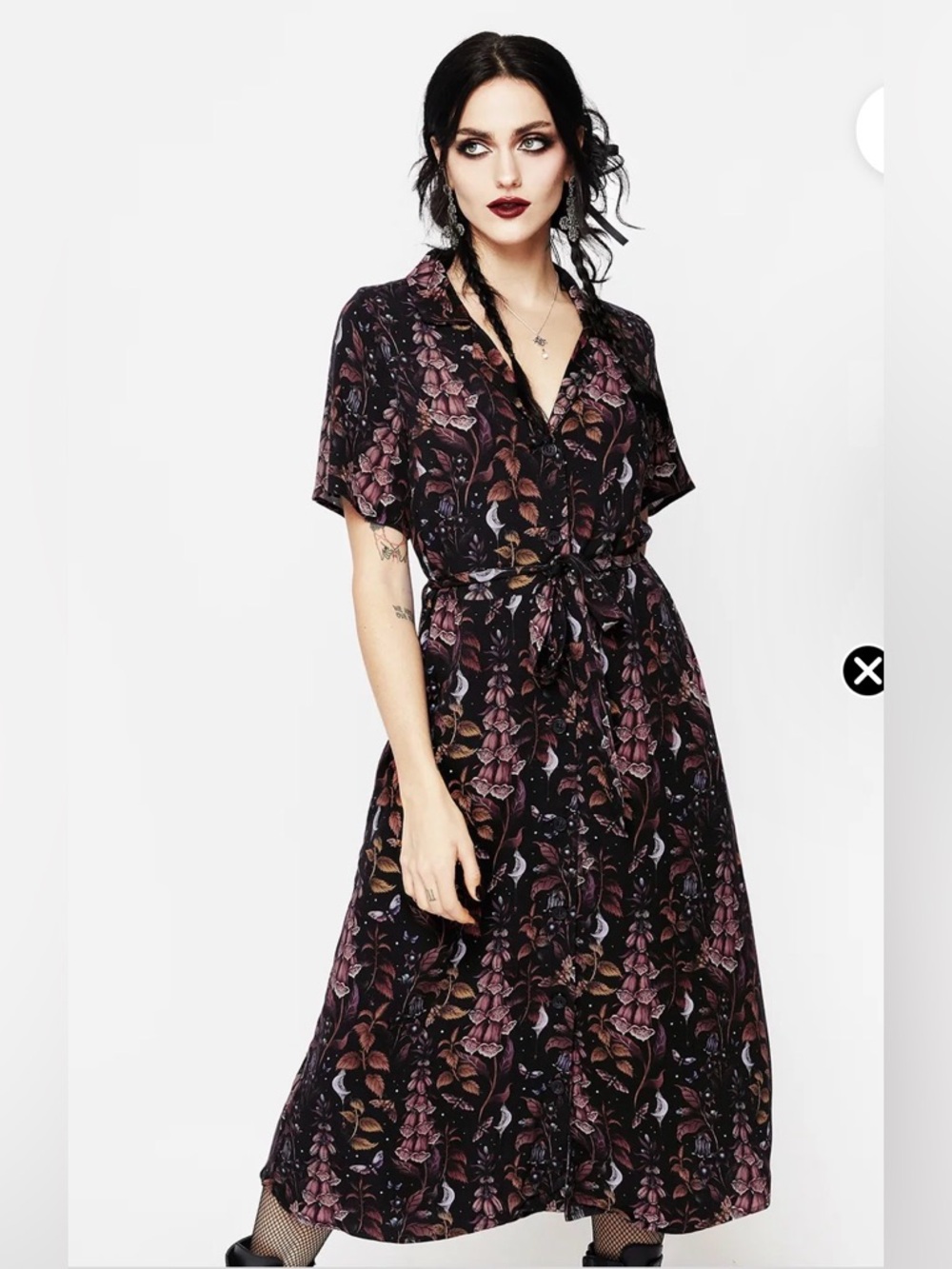 New Disturbia Foxglove Midi Shirt Dress Size 16
